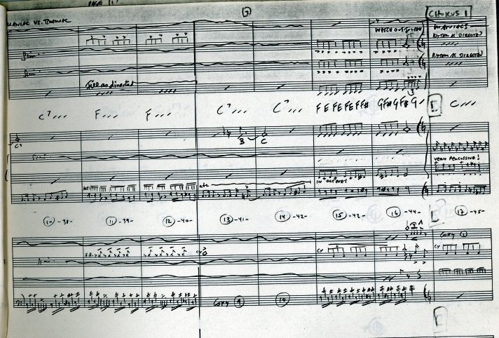 Page from Mark's Original Music Chart for "Maniac 